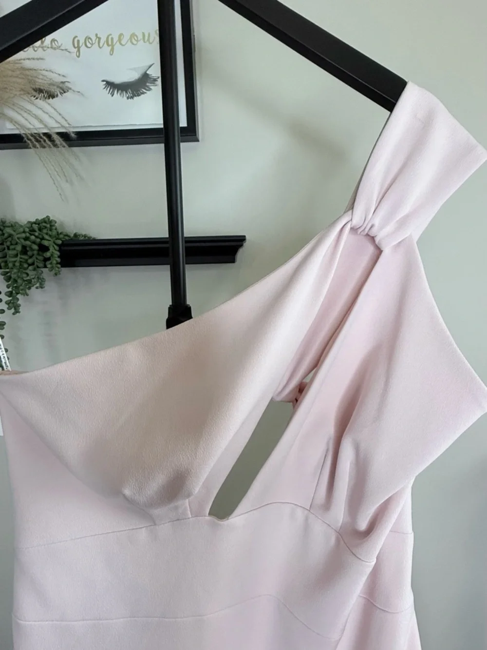 Katie May Blush One-Shoulder Gown with Knot Detail